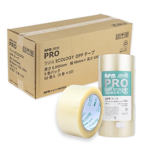 Amazon | 【箱売り】APMジャパン 環境にやさしい 倍巻き OPPテープ 中