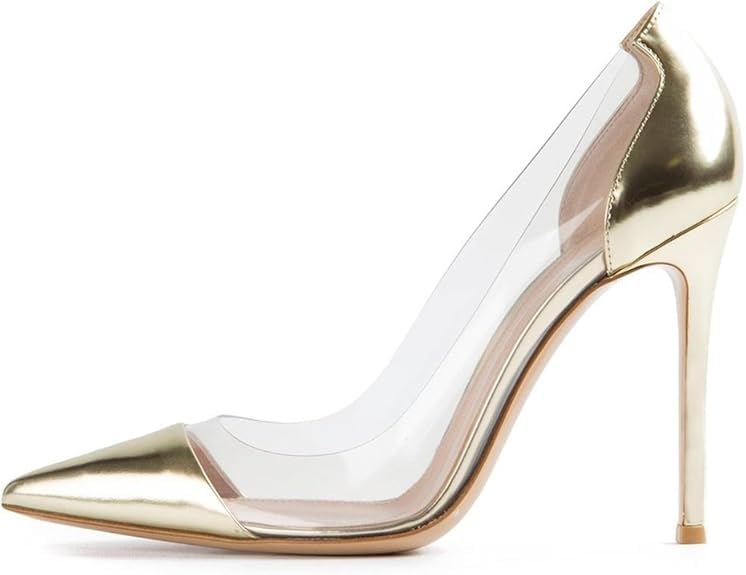– Womens Transparent Heels Stiletto High Heels Pointed Cap Toe Court Shoes Slip-on Pumps Clear Dress Shoes 4 Inch Patent Leather