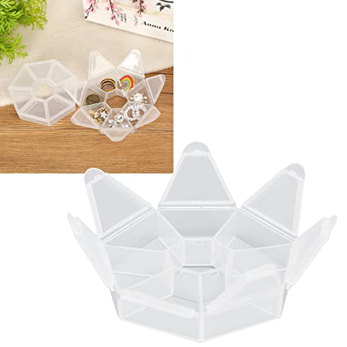 Image of Cyrank 4Pcs Clear Bead Storage Containers, 7 Compartment Round Jewelry Bead Storage Organizer Plastic Jewelry Boxes Display Containers