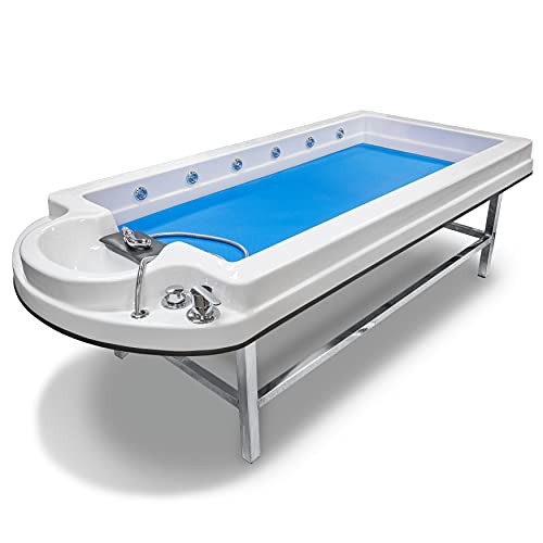 Stationary Wet Treatment Table | Easy Setup | Sturdy | 12 Rotatable Water Jets | Molded-Acrylic Body | Stainless Steel Shower Head | Include Foam and Head Rest