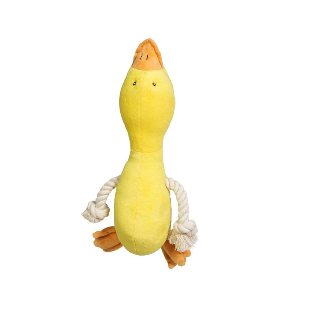 Unleash Dog Squeak Toys, Duck Shaped with Rope, Soft, for Chewing and Playing