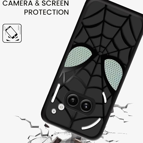 Image of Stylish Spider Back Case Cover Compatible for Nothing Phone 2A / Nothing Phone 2A Plus | Spidey Face Mask Case | Soft Silicone | Camera & Full Body Protection | Shock Proof | (Black)