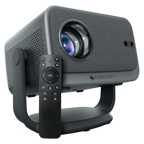 Image of ZEBRONICS PIXAPLAY 67, Smart LED Projector, 9000 Lumens, 4K Support, 150 Inches Screen Size, Auto [ Focus | Keystone ], BT v5.2, HDMI, USB, RJ45, WiFi, 1080p Native, APP Support, BT Remote, Miracast