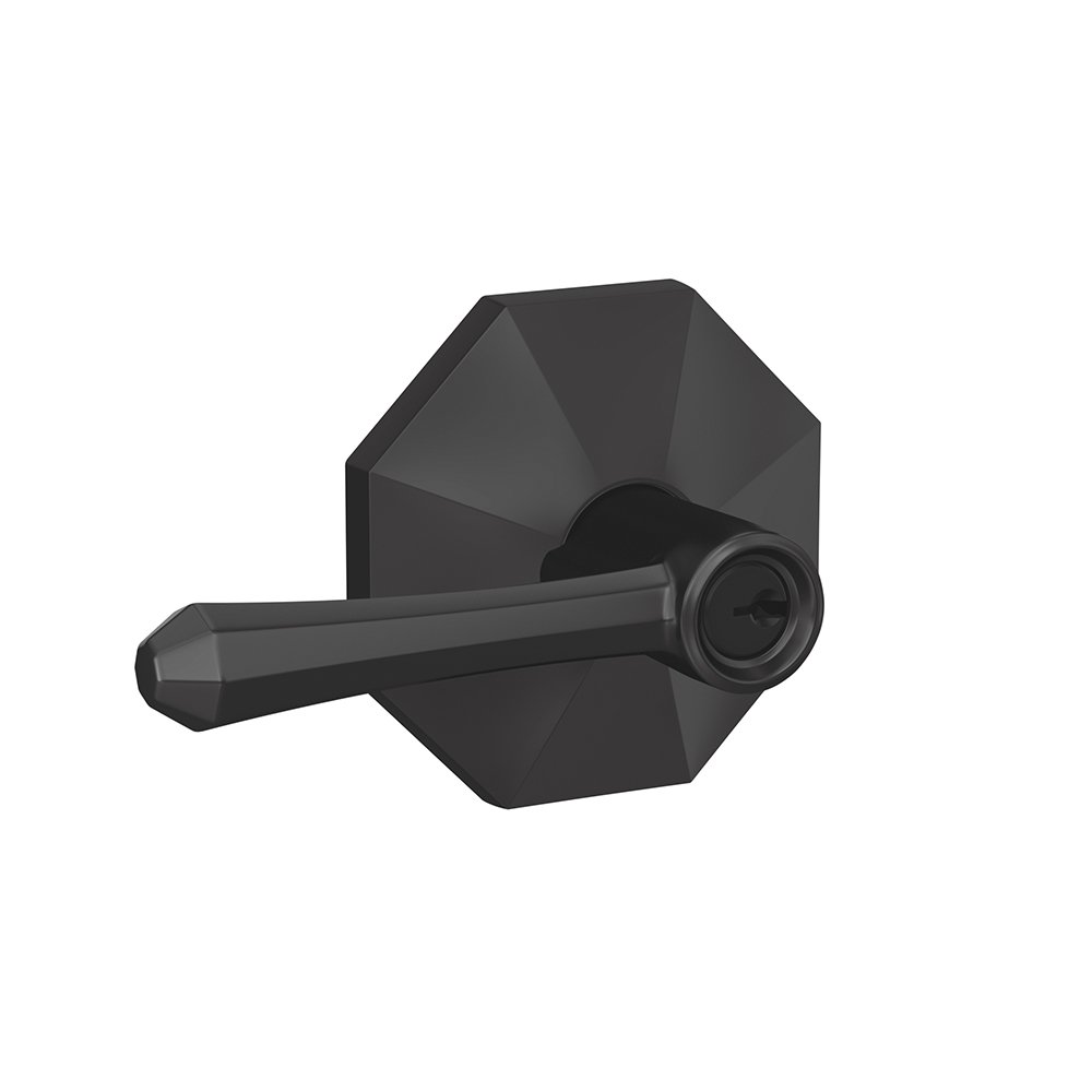 Schlage F51A DMP 622 RWD Dempsey Lever with Rosewood Trim Keyed Entry Lock, Matte Black — image 1