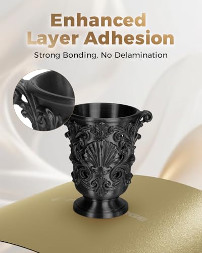 Image of VOXELAB Silk+ PLA Filament 1.75mm, Shiny Chrome-Like Finish with Enhanced Layer Adhesion, 1kg (2.2lbs) for Most FDM 3D Printers, Smooth & Flawless Printing(Black)