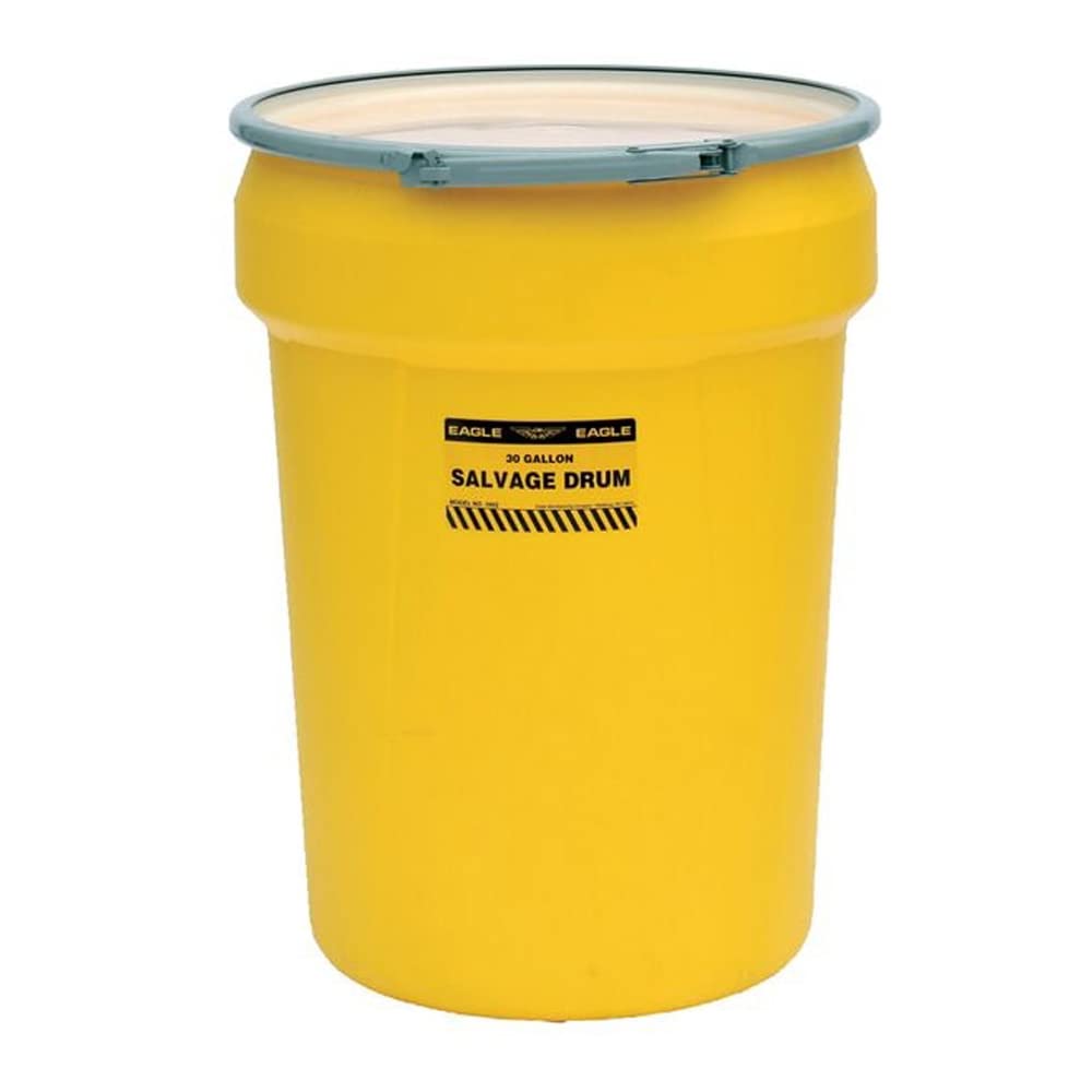 Eagle 1602 Salvage Drum with Metal Lever-Lock Ring, Yellow