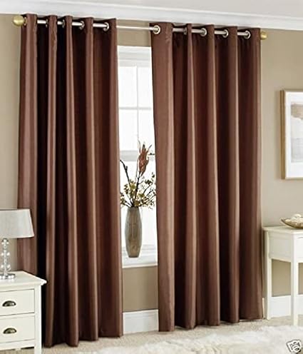The Decor Hub Faux Texture Solid Insulated Grommet Light-Filtering Curtains/Drapes for Bedroom/Living Room Window - 6 feet - 2 Panels, Brown