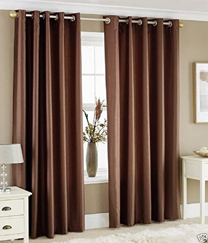 Decoholic Faux Texture Pro Solid Durable Heavy Polyester Fabric Insulated Grommet Curtains/Drapes for Bedroom/Living Room Window - 6 feet - 1 Panel, Brown