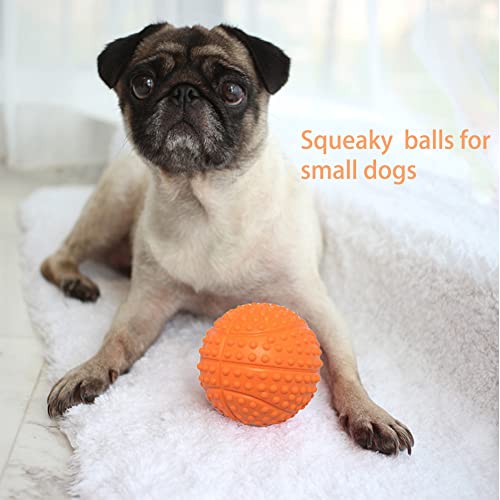 Volacopets Dog Squeaky Toys Squeaky Balls For Small Dogs, Fetch Balls For Puppy, Orange, 3Pack #TOP1