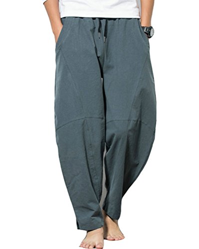 Classic Pink Leinenhosen Männer Lose Leichte Sommer Hose Strandhosen grau 4XL Cover