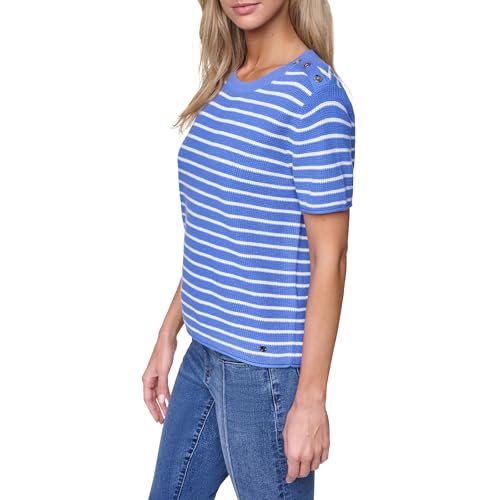 Image of Nautica Women's Crew Neck Solid Short Sleeve Sweater