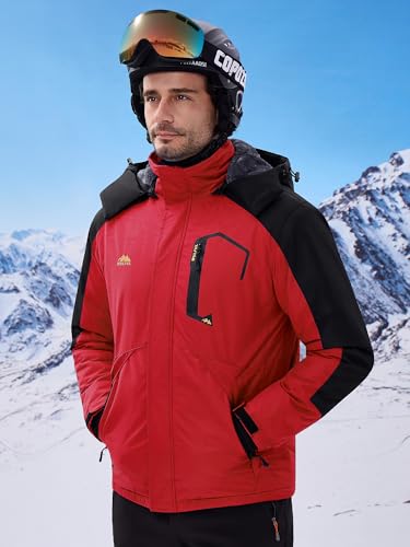 Image of WULFUL Men's Ski Jackets Warm Winter Snow Windbreaker Resistant Snowboard Fleece Coat Mountain Waterproof Parka with Hood