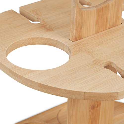 Foto von Relaxdays Weinbutler, Bambus, Weinhalter für 2 Flaschen & 4 Gläser, HBT: 30,5x30x25 cm, Geschenk Weinliebhaber, Natur