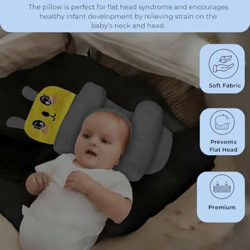 Image of Baby Sleeping Support Pillow with Side Rollers | Newborn Safety Sleeping Pillow Set | Soft Cotton Infant Neck Pillow for 0-12 Months | Anti-Flat Head Cushion for Baby Boys & Girls (New)
