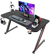 Homall Gaming Tisch 120 x 60 cm, Z-Frame Gaming Schreibtisch mit Getränkehalter, Kopfhörer Haken,...