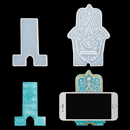 TikooTik 2 pièces Support de Téléphone Moule en Résine Hand von Fatima Moule en Silicone Résine Époxy Phone Stand Resin Molds Support de Téléphone Moule Bricolage Décoration (2pcs/1 set) Cover