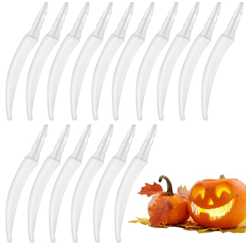 Lot de 16 décorations de dents de citrouille d'Halloween, fausses dents en plastique Halloween, kit de décoration de citrouille de monstre d'Halloween, décors de dents de lanterne les activités