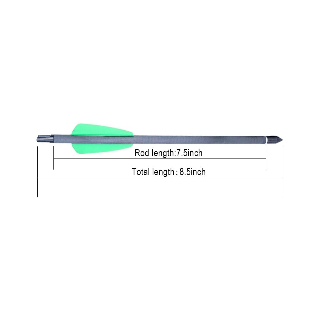 12 pz 7.5 Inch Verde Piuma Puro Bullone In Carbonio Puro, 5 Pollici Goccia Piuma Freccia con Testa Sostituibile per Compound E Ricurvo Arco