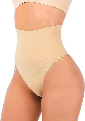 ShaperQueen103 Thong Every-Day Core Tummy Control Shapewear Seamless Slimming Shaping Thong Body Shaper Underwear Panty (M, Nude)