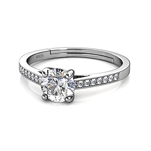 Bagues réglable pour femme en argent 925 solitaire moissanite 1,0ct