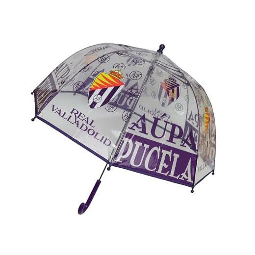 CYPBRANDS Real Valladolid-Paraguas infantil, Burbuja, Transparente, Paraguas manual, 48 cm., Multicolor, Producto Oficial