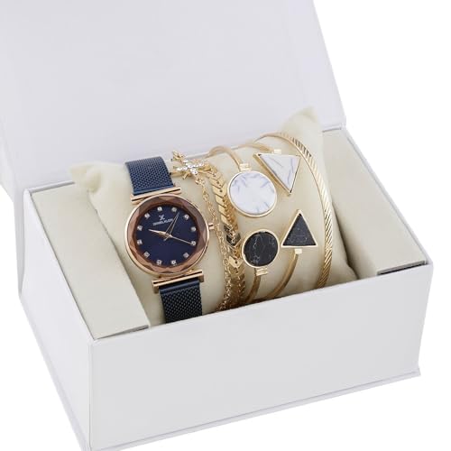 Image of Daniel Klein Stainless Steel Blue Dial Analog Gift Set Watch with Bracelet for Women (Pack of 6) - DKG002-1