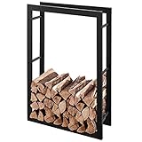RANSENERS Brennholzregal 60x27x115cm (LxBxH) Schwarz, Metall Feuerholzregal Kaminholzregal Stapelhilfe Innen und Aussen