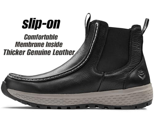 SUREWAY Men's Chelsea Boots,Fashion and Comfort Driving Shoes,Leather Moc Toe Outdoor Work Boots,Slip-Resistant Outsole,EH-Rated,All-Weather Rugged Slip-On Work/Casual/Dress Boots Shoes for Men2