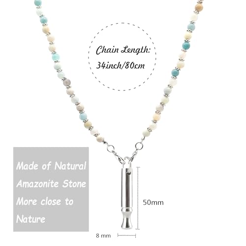 Quit Smoking Necklace Natural Amazonite Gemstone Breathing Necklace for Anxiety Relief Stop Smoking for Adult Women4