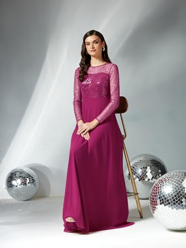 Image of Miss Chase Women's Long Sleeve Sequin Maxi Dress