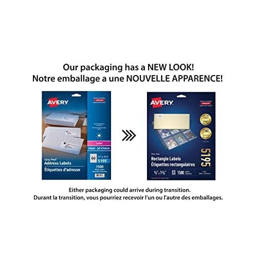 Avery White Rectangle Label, 1-1/2" x 4", for Laser/Inkjet Printers, Permanent Adhesive, Matte White Paper, 1400 Labels (5159), Made in Canada by Avery - Used condition - CA$20.80