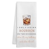 WOTYPU Bourbon Gifts Kitchen Bar Towels, Gifts for Whiskey Lovers Dish Tea Towel, Bourbon Lover Gifts Decorative Hand Towels for Kitchen Bar Cart Decor, 16x24 Inch