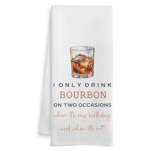 WOTYPU Bourbon Gifts Kitchen Bar Towels, Gifts for Whiskey Lovers Dish Tea Towel, Bourbon Lover Decorative Hand Towels for Kitchen Bar Cart Decor, 16x24 Inch