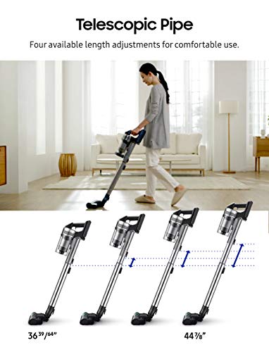 Samsung Jet 90 Cordless Stick Vacuum Long Lasting Battery And 200 Air Watt Suction Power, Complete With Telescopic Pipe, Titan Silver #TOP5