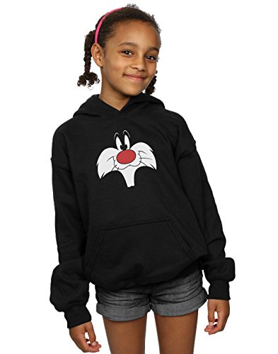 Looney Tunes Girls Sylvester Big Face Hoodie 7-8 Years Black