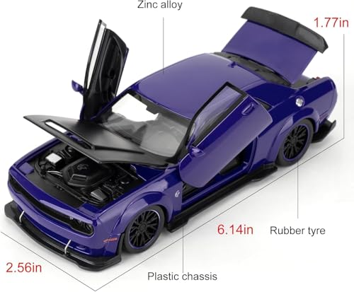 Image of FEXXA Hellcat 1:32 Scale Dodge Challenger Die-Cast Metal Toy Model Car for Kids - Pull Back Mechanism, Birthday Gift for 3+ Year Old Boys (Hellcat Blue)