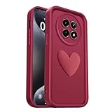 PanXCase Cover per Realme 12 5G - Custodia 3D Heart Disegni Cute Silicone, Protezione Fotocamera Ragazze Donne Antiurto Antigraffio Case (Wine Red)