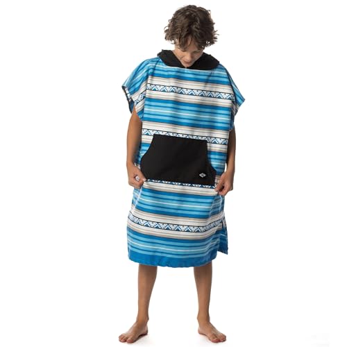 Image of Flow Changing Poncho for Kids - Microfiber Hooded Swim Towel Poncho for Boys & Girls, Perfect for Beach, Pool, or Swim - Quick Dry, Absorbent, Light Weight, and Easy to Pack (Laguna Blue, Small)
