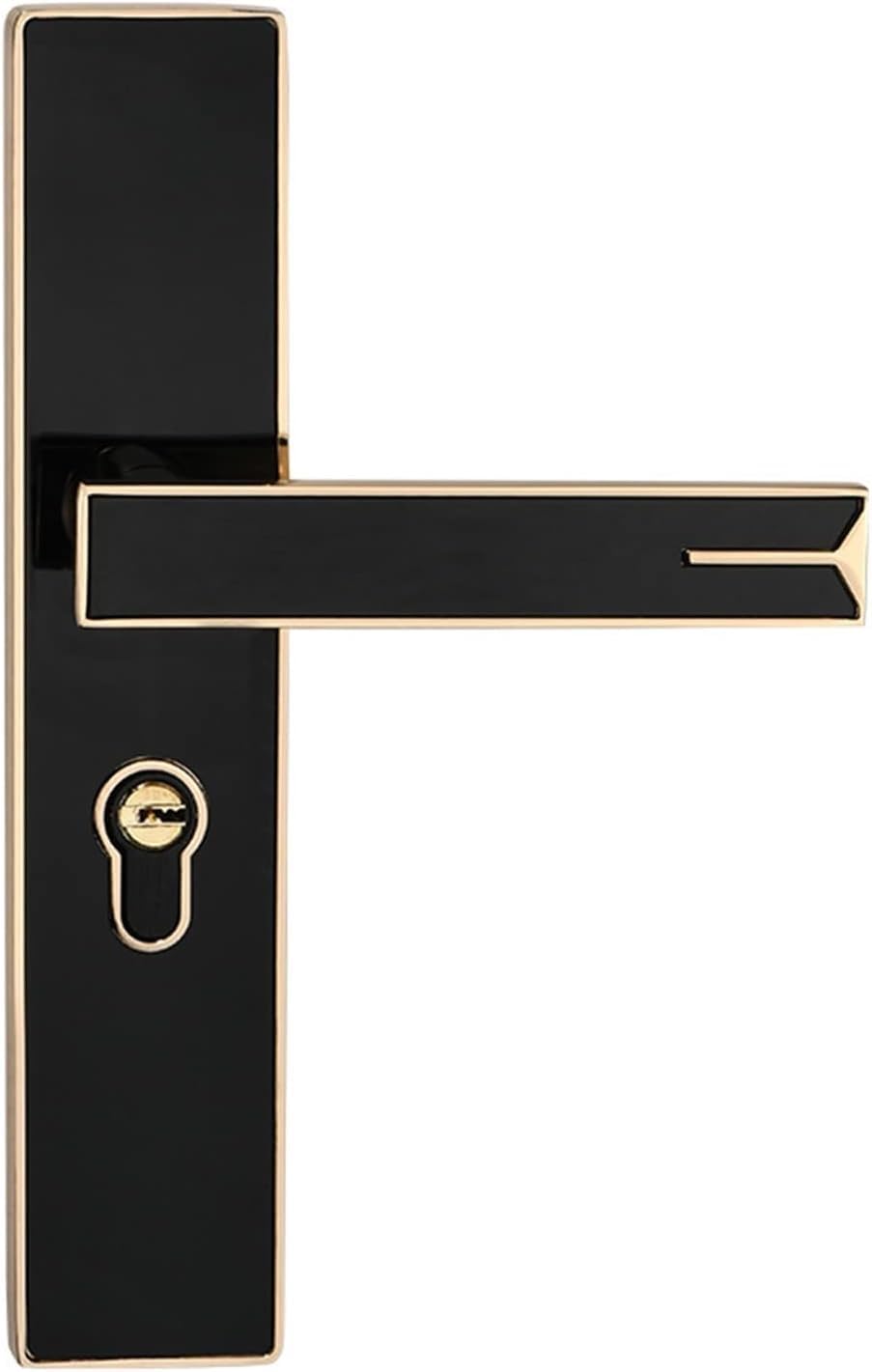 Serrure de porte avec poignée intérieure noire en alliage d'aluminium et cylindre mécanique