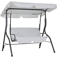 CASARIA® Hollywood Canopy Swing Chair | 2 Seater | Weatherproof Rocking Bench with Roof and Backrest | Non-Slip Feet | Outdoor Garden Patio Seat | Up to 200kg | Light Grey