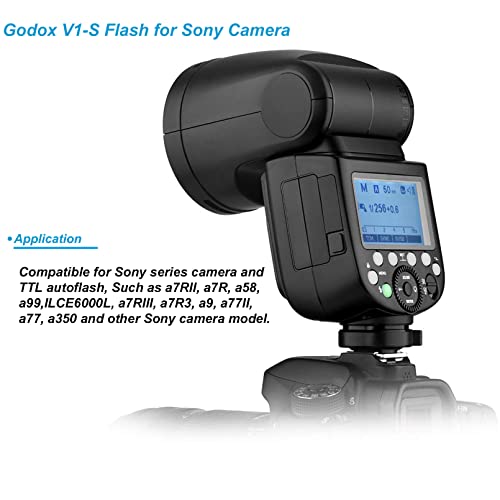 Godox V1-S Round Head Camera Flash For Sony, 2.4G 1/8000 Hss Ttl Flash Speedlite, 480 Full Power Shots, 10 Level Led Modeling Lamp Compatible For Sony Camera #TOP4
