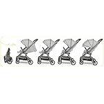 skiddoü Babybuggy, Mell leichter Reisebuggy, zusammenklappbar Kinderwagen, leicht, klappbares Kinderbuggy, Babywagen, stoß-absorbierende Räder, regulierbare Rückenlehne, wasserdicht, hellgrau