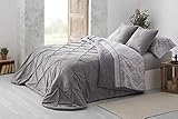 colchas matrimonio patchwork Tacto suave Colcha-Bouti para Cama de Matrimonio, 135x200 cm en Color Gris, Acolchado de Invierno con Reverso de Borreguito y 2 Fundas de Cuadrantes. Ángulo Pie de Cama Redondeados. Tejido Superior de Punto Liso.