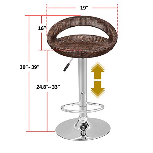 Homgarden Rattan Wicker Bar Stool Modern Adjustable Open Back 360° Swivel Pub Bucket Seat Patio Barstool (2) #TOP1