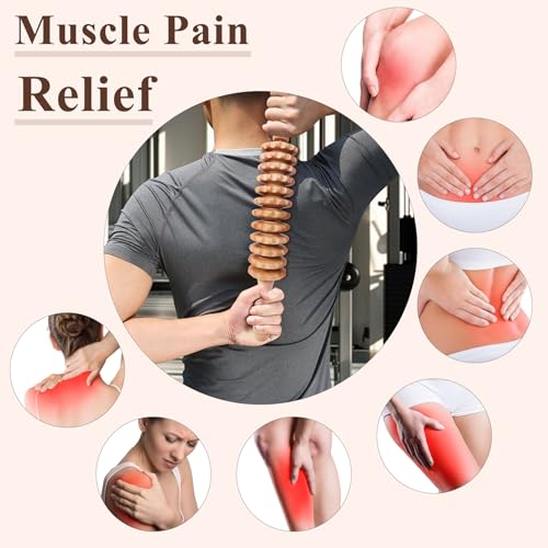 Wood Massage Roller Wood Therapy Massage Tools Body Roller Cellulite Roller Fascia Blaster Muscle Roller Wooden Massager for Lymphatic Drainage, Maderoterapia, Pain Relief(White 12-Wheel) - Image 6