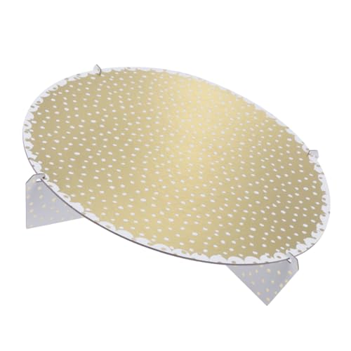 Cabilock Single Tier Paper Cake Stand with Dot Pattern Golden Display Tray for Weddings Birthdays and Parties for Showcasing Cupcakes and Treats