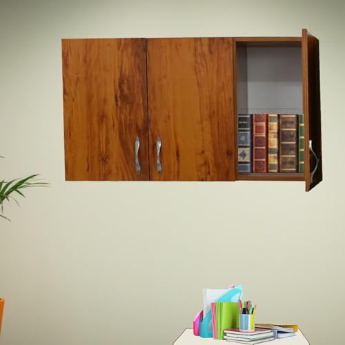 Image of Door Multipurpose Storage Cabinet & Adjustable Shelf | Space Organizer | Termites Resistance | Wall Mounted for Office, Kitchen Finish (Cochwood Dark, Door 3)