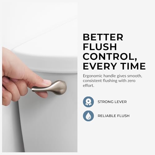 Image of Qualihome Brushed Nickel Finish Side Mount Toilet Handle Replacement Kit, Universal Toilet Tank Flush Lever Fits Most Standard Side-Mount Toilet Tanks