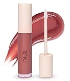 PÜR MINERALS Glossy Lip Tint, Plumping Tinted Lip Oil, Hibiscus Spritz (Deep Nude) - Hydrate & Plumps with Buildable, Non-Sticky & High Shine Formula - Jajoba Oil, Vitamin E & Pomegranate Extract