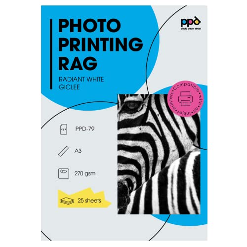 Papier Photo Fine Art Rag A3 PPD Mat 270g pour impression jet d'encre de tirages d'art
